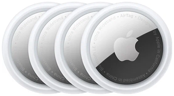 Трекер Apple AirTag (4 Pack), белый/серебристый